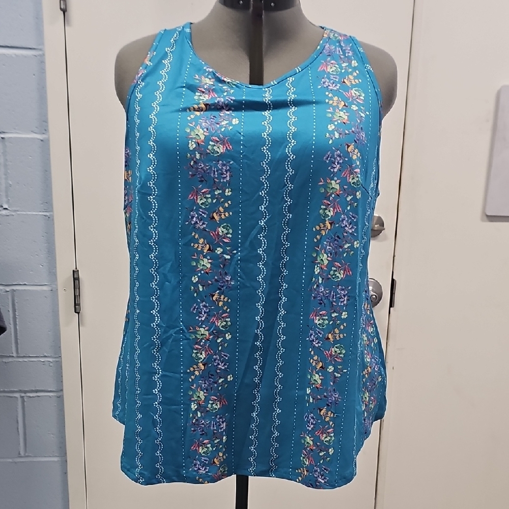 SHEIN Teal Floral Tank Top